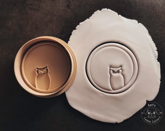 Eagle owl and moon cookie cutter & stamp I Cookie cutter I Fondant stamp