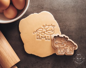 Vaca con manchas, animales de granja cortador de galletas y sello I cortador de galletas galleta I cortador de fondant
