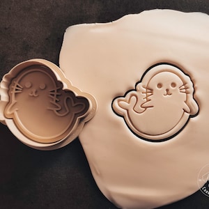 Robbe, Seerobbe, Seal stamp & cookie cutter Fondantstempel Keksausstecher