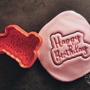 Happy Birthday lettering, lettering cookie cutter & stamp I Fondant stamp