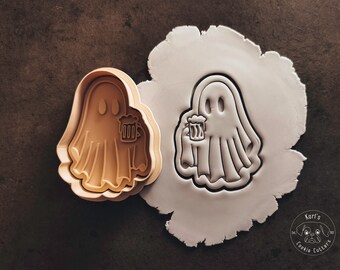 Geist, Gespenst mit Bier I Ghost with Beer ccokie cutter & stamp I Fondant Stempel