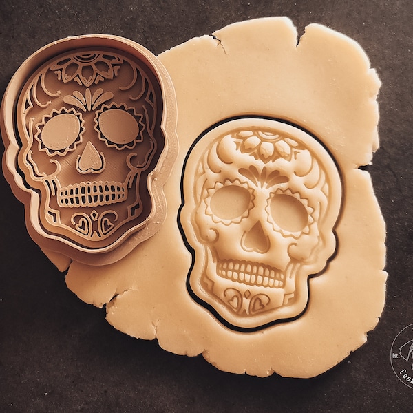 Mexican sugar skull Cookie Cutter & Stamp I Keksausstecher Stempel