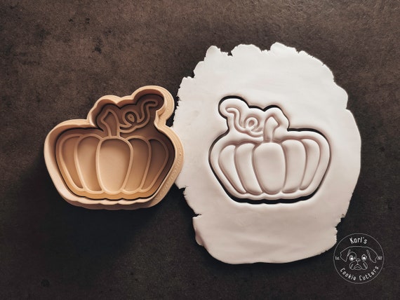 Kürbis 2, pumpkin halloween cookie cutter & stamp I Fondant Stempel I Keks Ausstechform