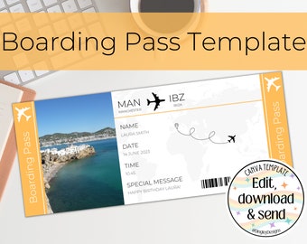 Surprise Holiday Boarding Pass Gift, Modern Design, Vacation  Flight Ticket, Downloadable, Editable Boarding Ticket Template