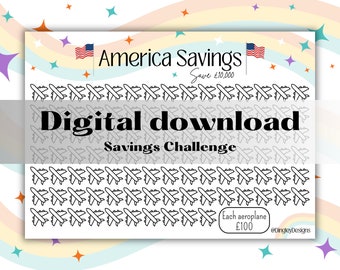 Digital America Saving Challenge Tracker, Save 10,000 Budgeting, Budget, Save, Saving, Cash Stuffing, Sinking Fund, Instant download