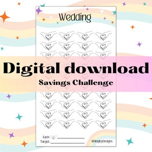 Wedding Heart Hands Savings Fund Tracker, Budget, Budgeting, Savings Challenge, Money Saving, Instant  Digital download