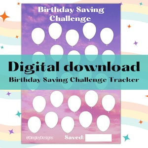 Digital Download, Birthday Saving Challenge Tracker, Budgeting, Budget, Cash Stuffing, Instant download