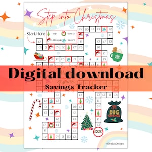 Step into Christmas, Save 250,  Savings Tracker, Colour in Tracker, Instant  digital download. Budget Tracking, Dingley Designs, A4