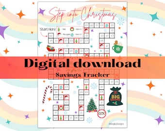 Step into Christmas, Save 250,  Savings Tracker, Colour in Tracker, Instant  digital download. Budget Tracking, Dingley Designs, A4