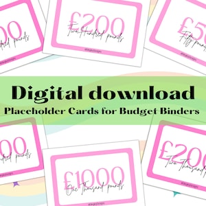 Pink Money Placeholders for Budget Binders, Cash Envelope Budgeting Method, Cash Stuffing, Debt, Digital Download
