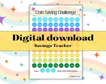 Coin Digital Saving Challenge Tracker, Budgeting, Budget, Save, Saving, Cash Stuffing, Sinking Fund, Instant download, Dingley Designs