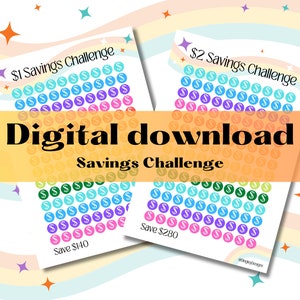 Digital Download, 1 and 2 Dollar Savings Challenges,  Savings Challenge, Cash Stuffing, Budgeting, Binder, Wallets