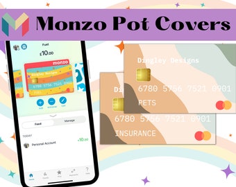 Neutral Monzo Pot Covers, Digital Cards for Cashless Sinking Funds, Monzo Bank, Budgeting, Budget, Dingley Designs