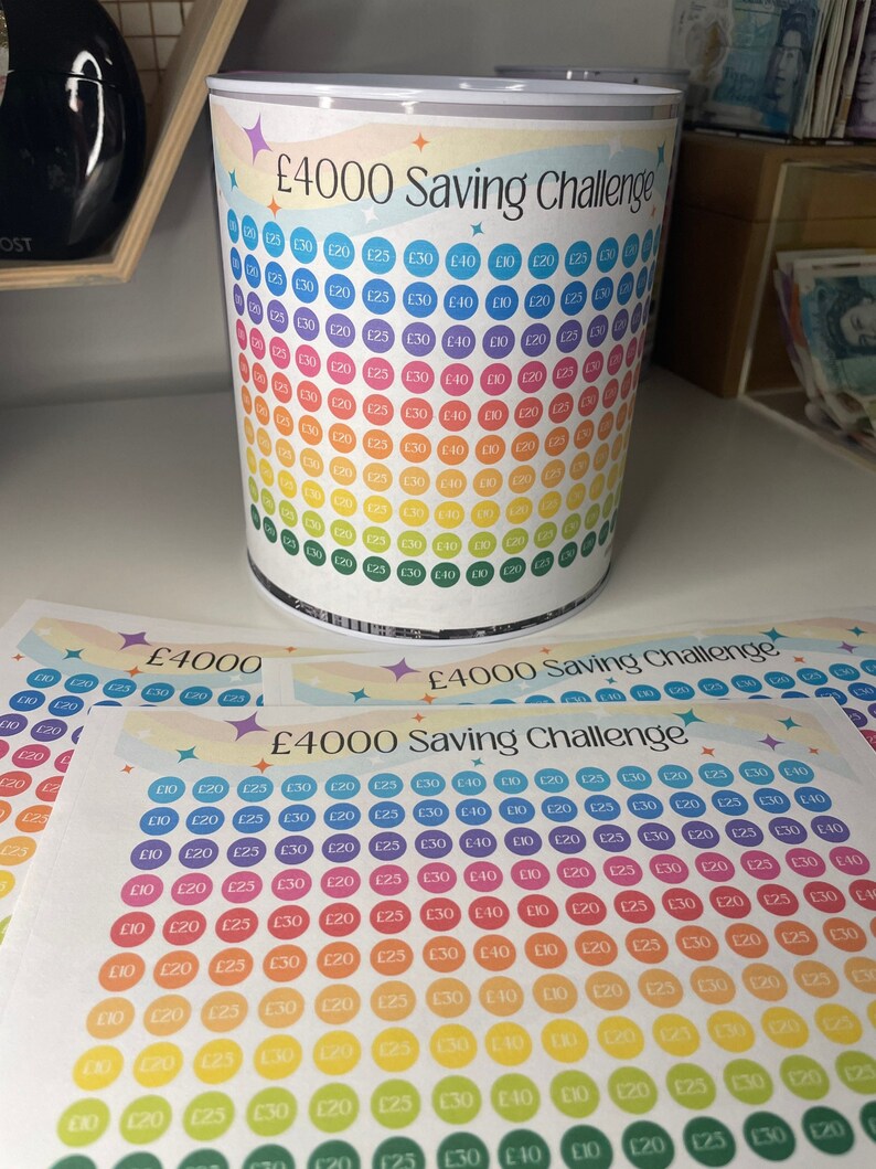 3000 4000 5000 Pound Money Tin Sticker Tracker Money Saving Etsy Canada