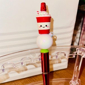 Holiday Cup with Ornament  Beaded Pen