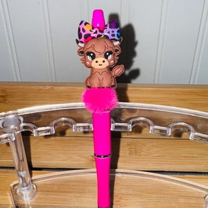 Cutesy Cow with Bow Beaded Pen