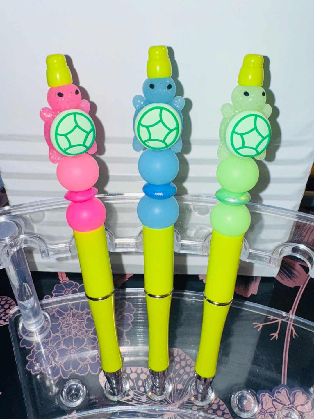 Turtle Rhinestone Pen 3D Glitter Turtle Beaded Pen - Etsy