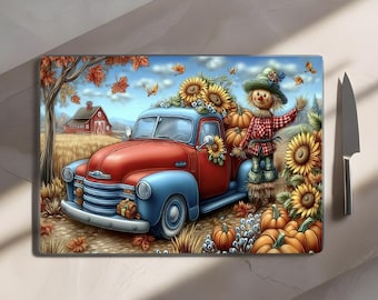 Fall on the Farm Glass Cutting Board