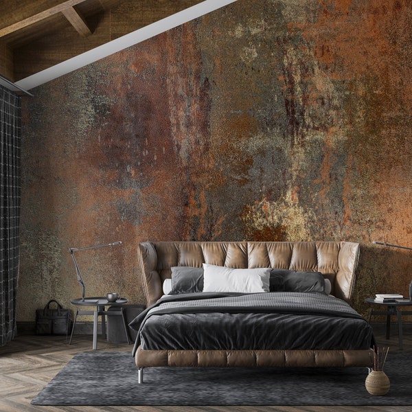 Venetian Bronze Stucco Wallpaper | Modern Industrial Peel and Stick | Faux Texture | Removable Wall Art | Living Room Decal #580