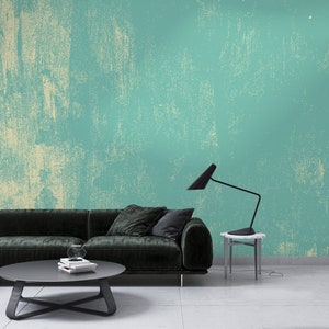 Vintage Natural Green Concrete Wallpaper | Faux Texture | Decorative Green Paint | Boho Wall Art Mural | Stucco Plaster Effect #616