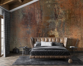 Papel pintado de estuco de bronce veneciano / Peel and Stick industrial moderno / Textura sintética / Arte de pared extraíble / Calcomanía de sala de estar #580