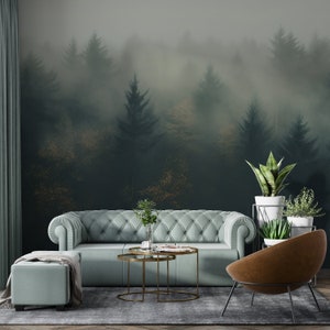 PhotoWallpaper Foggy Forest Wallpaper Natura Wallpaper Paesaggio Wall Art Carta da parati autoadesiva rimovibile Modern Accent Wall #485