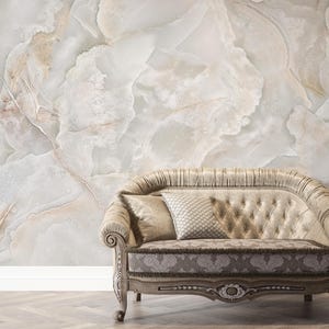 Modern Beige Marble Wallpaper | Aesthetic Neutral Colors Mural | Liquid Marble Decal | Luxury Preppy Peel and Stick | Removable Print #225