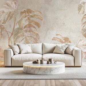 Tropical Leaf Wallpaper Mural: Vintage Botanical Peel & Stick #851