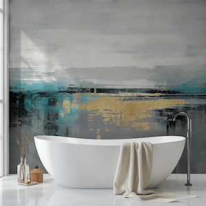Abstract Gold Venetian Mural Wallpaper: Modern Stucco Texture Peel and Stick #750