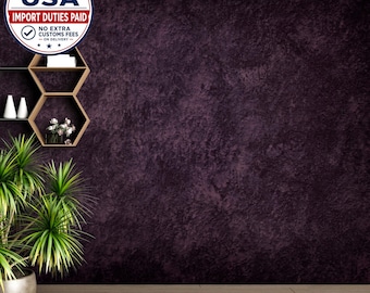 Venetian Purple Stucco Wallpaper | Modern Industrial Peel and Stick | Faux Texture | Dark Removable Wall Art | Living Room Decal #478