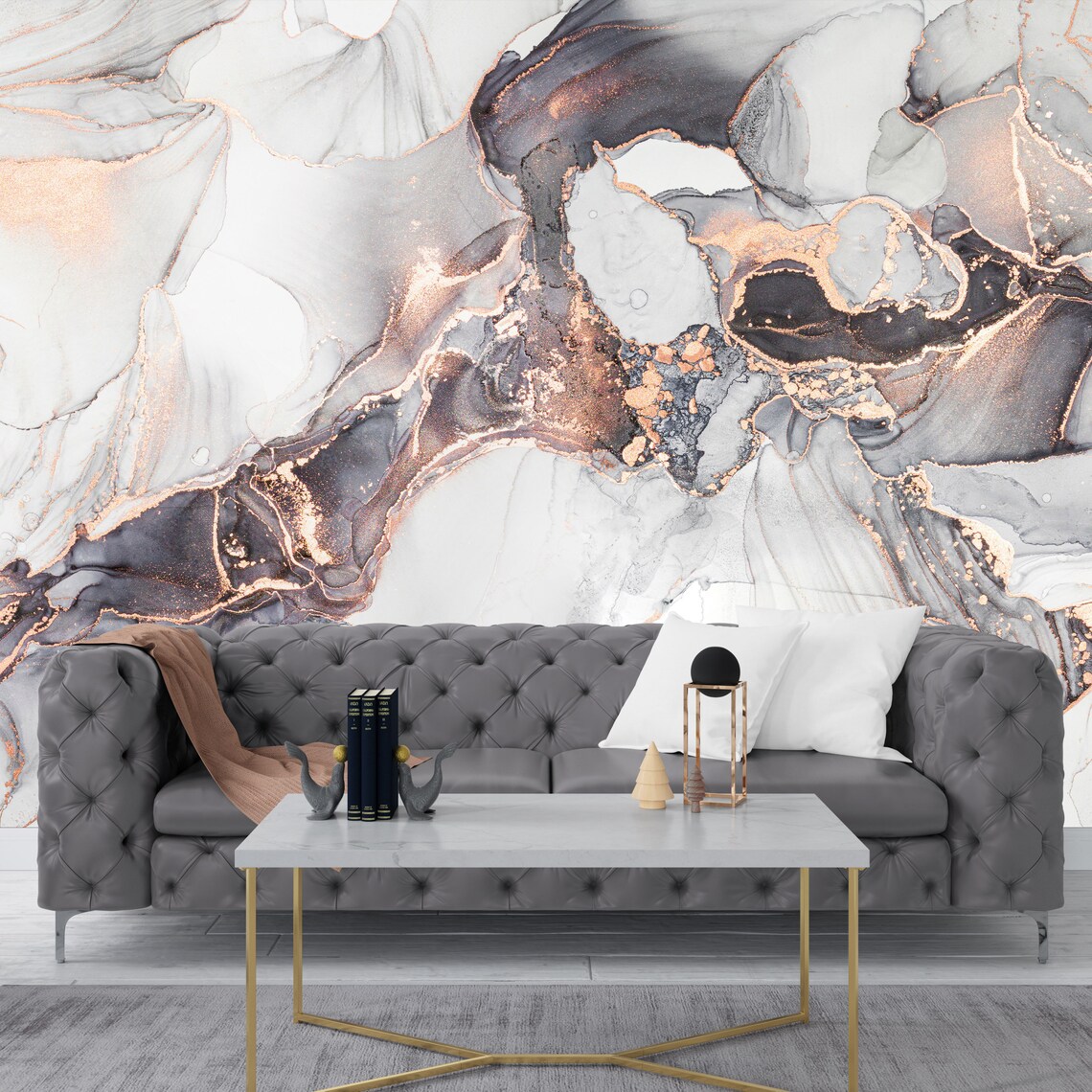 NOBLE White Marble Wallpaper Modern Marble White Wallpaper Etsy