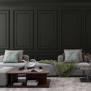 Antique Black Wood Panels Wallpaper | Classic Mural Art | Vintage Wall Decal | Wainscot | Luxury Boiserie | Peel & Stick #308
