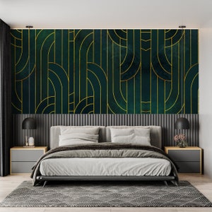 EXTRAVAGANCE Geometric Wallpaper | Modern Luxury Geometric Mural | Gold Line Geometry Art #322