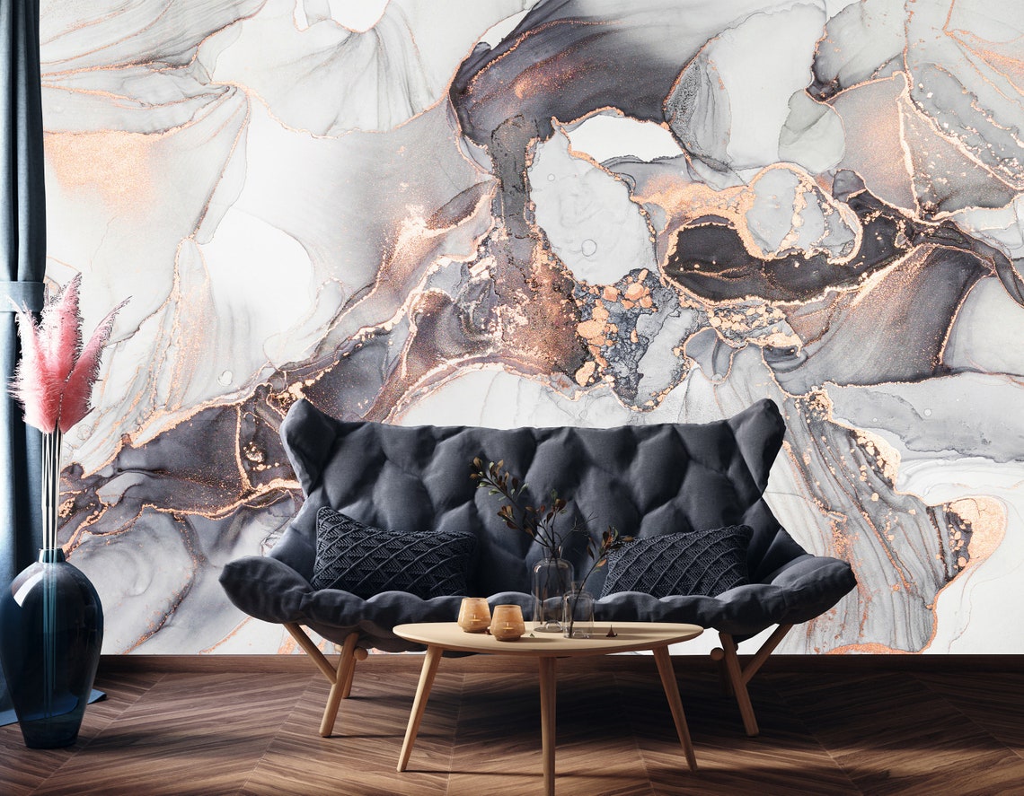 NOBLE White Marble Wallpaper Modern Marble White Wallpaper Etsy