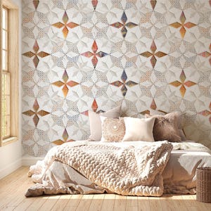 Carta da parati con piastrelle colorate, piastrelle Azulejo spagnole e portoghesi, da staccare e attaccare e tradizionali, motivo intricato per bagno o cucina #880