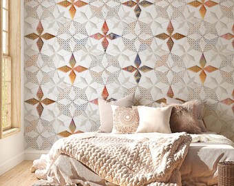 Azulejo Tile Wallpaper: Spanish Portuguese Design, Peel and Stick or Traditional #880