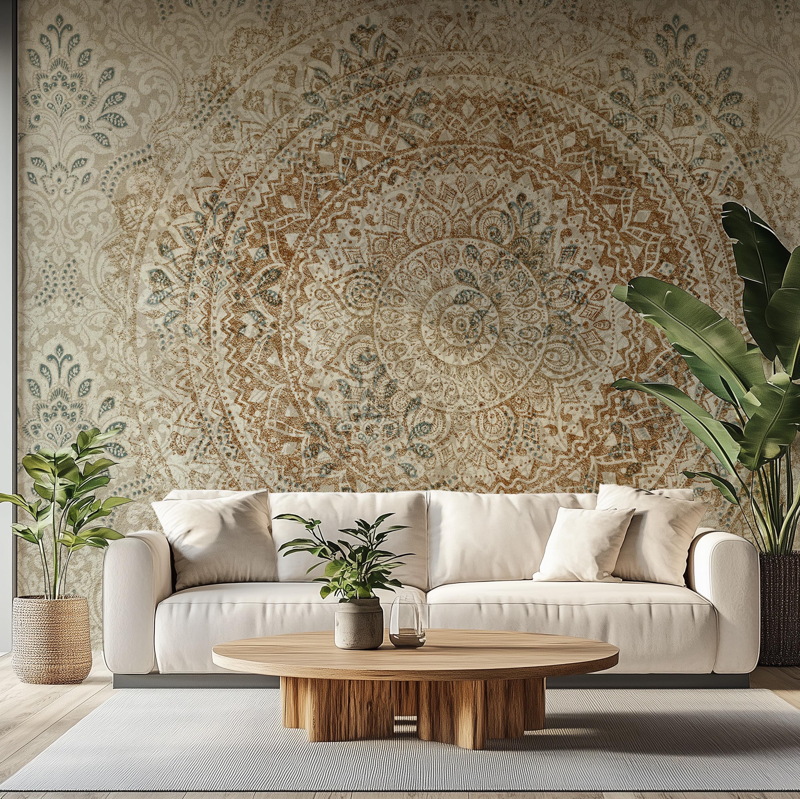 Amazing Vintage Wallpaper, Moisaic Patchwork, Rusty Mural