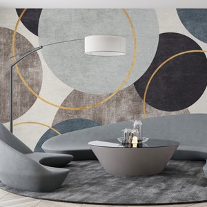 -richness Geometrische Wallpaper | Abstraktes geometrisches Wandbild Kreise | Retro Aufkleber Geometrisches Muster #325