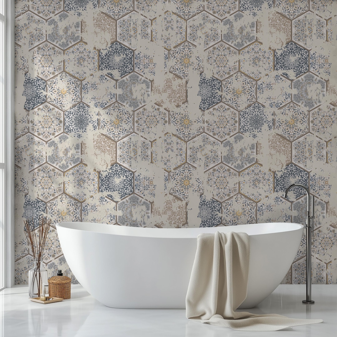 Vintage Patchwork Wall | Abstract Azulejos Tiles Mural | Portuguese ...