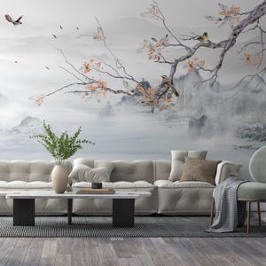 Chinoiserien See Wallpaper Wandbild: Delikate chinesische Kunst Tapete Wandbild #117