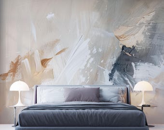 Abstract Retro Oil Painting Wallpaper, Removable Art, Vintage Grunge Wall Mural, Venetian Peel and Stick, Stucco Plaster Living Room #752