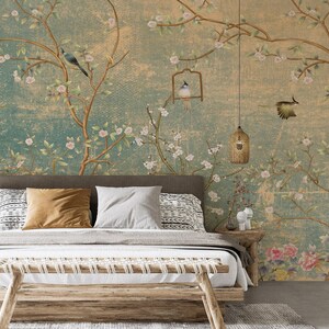 RETRO Chinoserie Wall Art | Nature Wallpaper | Vintage Florals  #69