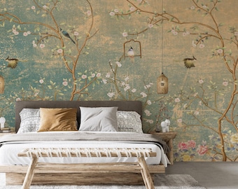 RETRO Chinoserie Wall Art | Nature Wallpaper | Vintage Florals  #69