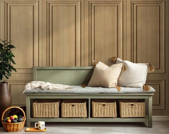 Light Oak Wood Panels Wallpaper | Antique and Vintage Wall Mural | Wainscot | Dollhouse Miniature | Luxury Boiserie Peel and Stick #193