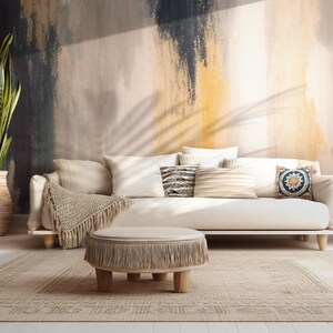 Abstract Golden Blue Grunge Textured Wallpaper, Peel & Stick, Blue Concrete Effect Wallpaper Mural, Art Decor for Vintage Home Walls #834