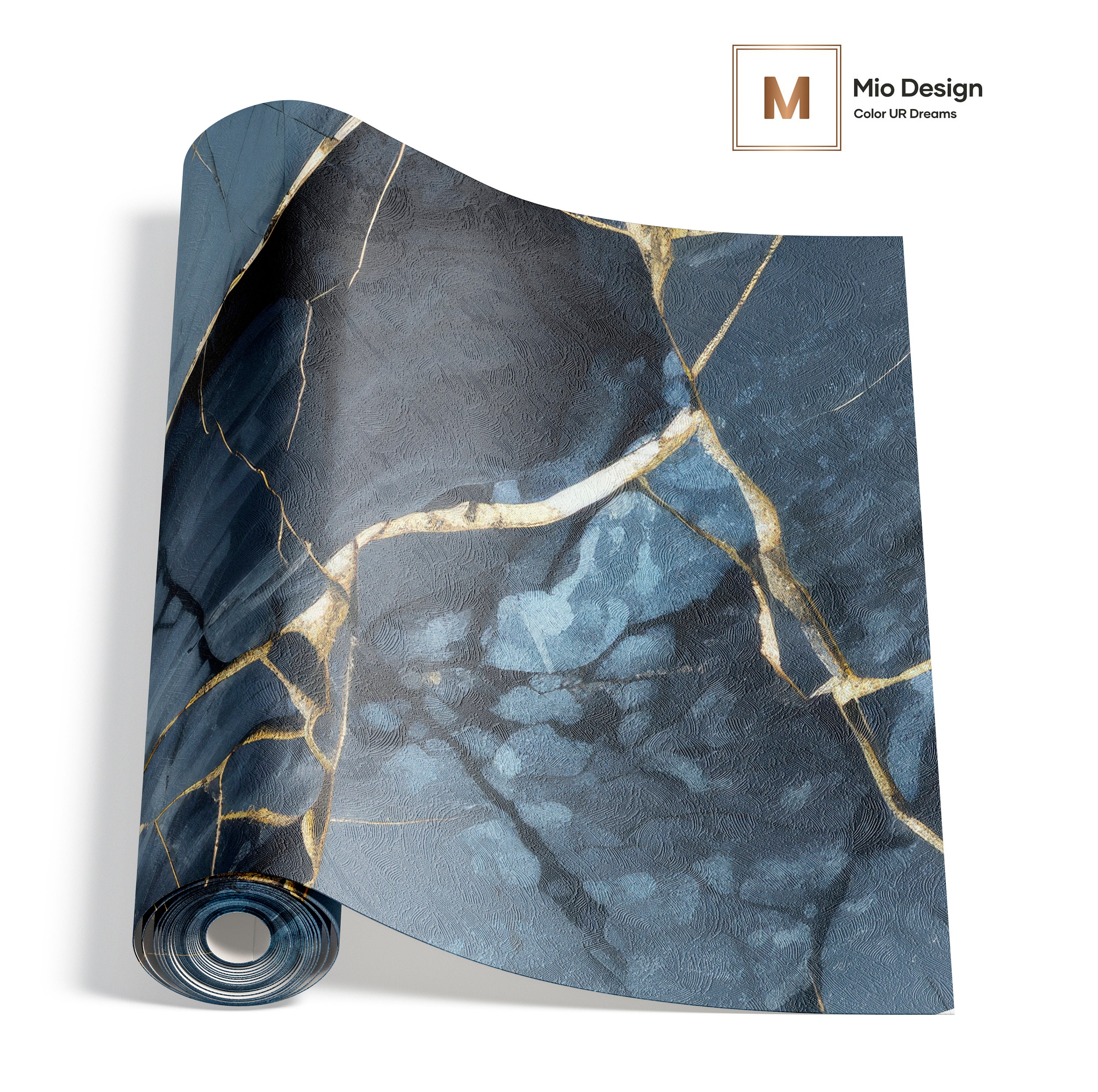 Designer Blue Gold Marble Wallpaper Mural Unique Home Decor - Etsy