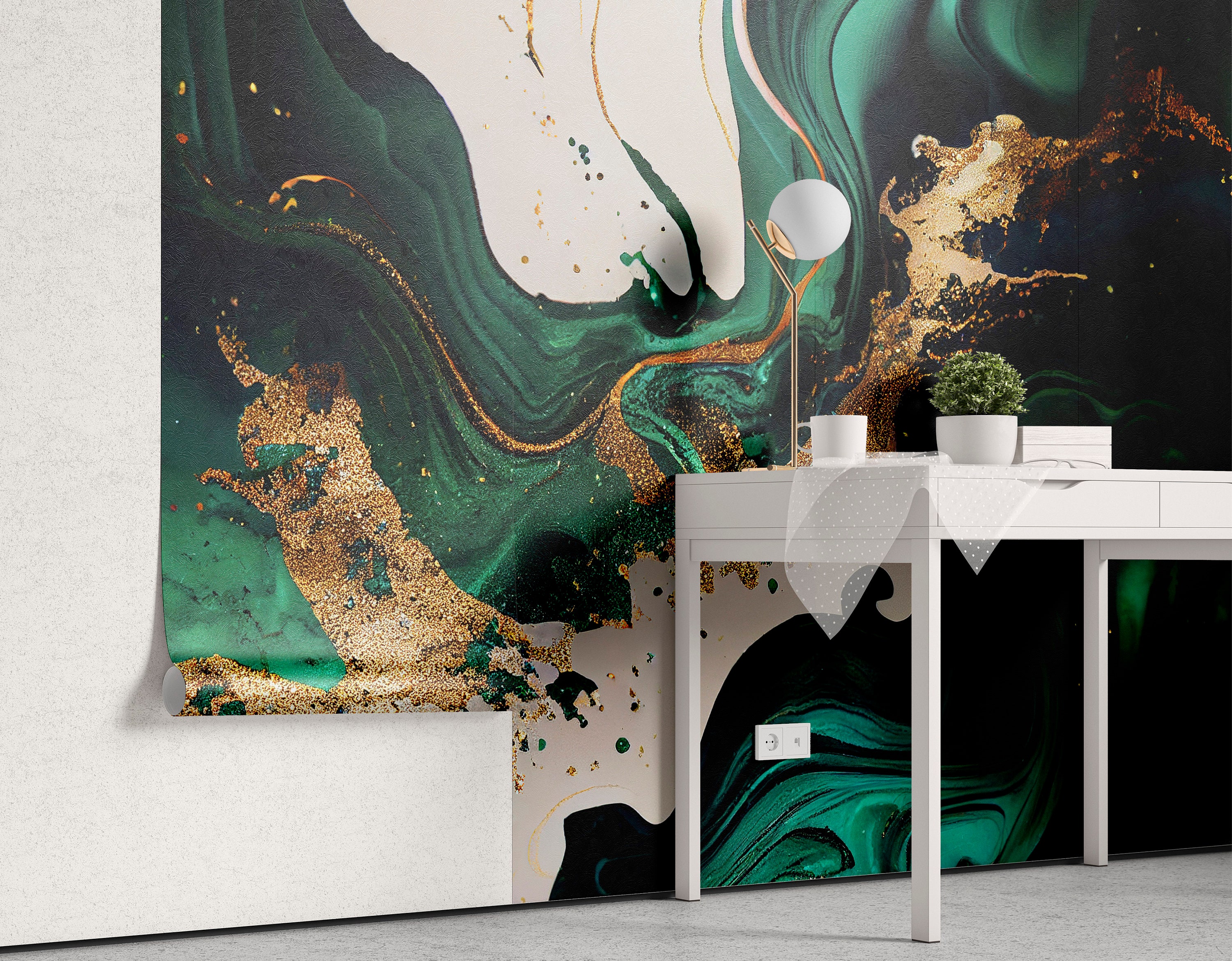 EMERALD Green Marble Wallpaper Modern Green Marble Mural Abstract Green