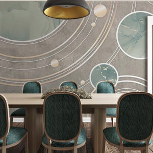 Papier peint géométrique en marbre | Papier peint géométrique moderne | Décoration murale cercles de luxe #185