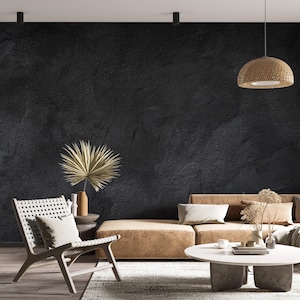 Dark Black Wallpaper | Modern Faux Texture Peel and Stick | Abstract Removable Wall Art | Marble Stone Decal | Living Room Mural #254