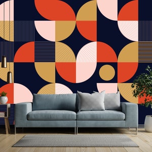 ARTWORK Geometrische Tapete | Abstraktes geometrisches Wandbild | Retro Aufkleber Geometrisches Muster #324